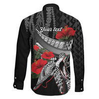 Hawaiian Honu Personalized Family Matching Short Sleeve Bodycon Dress and Hawaiian Shirt Black Tribal Hook Pattern LT9 - Polynesian Pride