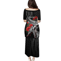 Hawaiian Honu Personalized Puletasi Black Tribal Hook Pattern LT9 - Polynesian Pride
