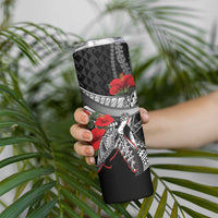 Hawaiian Honu Personalized Skinny Tumbler Black Tribal Hook Pattern