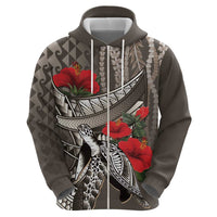 Hawaiian Honu Personalized Hoodie Mocha Mousse Hibiscus Tribal Hook Pattern LT9 - Polynesian Pride