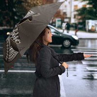 Hawaiian Honu Personalized Umbrella Mocha Mousse Hibiscus Tribal Hook Pattern LT9 - Polynesian Pride