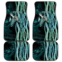 Hawaiian Honu Personalized Car Mats Dark Cyan Maile Pikake Flower Lei Inspired
