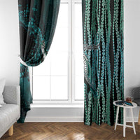Hawaiian Honu Personalized Window Curtain Dark Cyan Maile Pikake Flower Lei Inspired