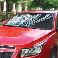 Black Hawaiian Quilt Pattern Auto Sun Shade Mixed Polynesian Tribal Arty - Polynesian Pride