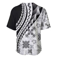 Black Hawaiian Quilt Pattern Baseball Jersey Mixed Polynesian Tribal Arty LT9 - Polynesian Pride
