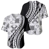 Black Hawaiian Quilt Pattern Baseball Jersey Mixed Polynesian Tribal Arty LT9 - Polynesian Pride