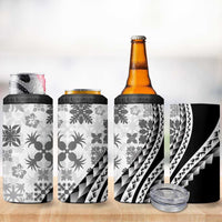 Black Hawaiian Quilt Pattern 4 in 1 Can Cooler Tumbler Mixed Polynesian Tribal Arty