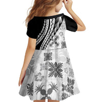 Black Hawaiian Quilt Pattern Family Matching Off Shoulder Maxi Dress and Hawaiian Shirt Mixed Polynesian Tribal Arty