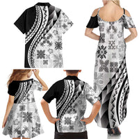 Black Hawaiian Quilt Pattern Family Matching Summer Maxi Dress and Hawaiian Shirt Mixed Polynesian Tribal Arty LT9 - Polynesian Pride