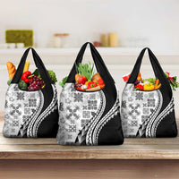 Black Hawaiian Quilt Pattern Grocery Bag Mixed Polynesian Tribal Arty LT9 3-pack One Size Black - Polynesian Pride