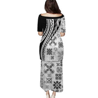 Black Hawaiian Quilt Pattern Puletasi Mixed Polynesian Tribal Arty