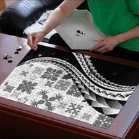 Black Hawaiian Quilt Pattern Puzzle Mixed Polynesian Tribal Arty - Polynesian Pride