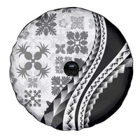 Black Hawaiian Quilt Pattern Spare Tire Cover Mixed Polynesian Tribal Arty