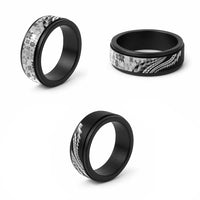 Black Hawaiian Quilt Pattern Spinner Ring Mixed Polynesian Tribal Arty - Polynesian Pride
