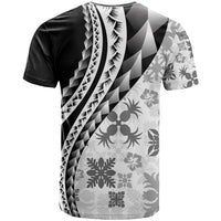 Black Hawaiian Quilt Pattern T Shirt Mixed Polynesian Tribal Arty