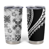Black Hawaiian Quilt Pattern Tumbler Cup Mixed Polynesian Tribal Arty