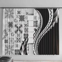 Black Hawaiian Quilt Pattern Window Curtain Mixed Polynesian Tribal Arty