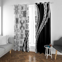 Black Hawaiian Quilt Pattern Window Curtain Mixed Polynesian Tribal Arty
