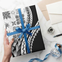 Black Hawaiian Quilt Pattern Wrapping Paper Mixed Polynesian Tribal Arty - Polynesian Pride