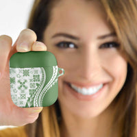 Green Hawaiian Quilt Pattern AirPods Case Mixed Polynesian Tribal Arty - Polynesian Pride