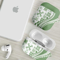 Green Hawaiian Quilt Pattern AirPods Case Mixed Polynesian Tribal Arty - Polynesian Pride