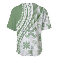 Green Hawaiian Quilt Pattern Baseball Jersey Mixed Polynesian Tribal Arty LT9 - Polynesian Pride