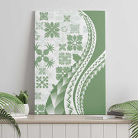 Green Hawaiian Quilt Pattern Canvas Wall Art Mixed Polynesian Tribal Arty