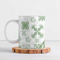 Green Hawaiian Quilt Pattern Ceramic Mug Mixed Polynesian Tribal Arty - Polynesian Pride