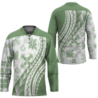 Green Hawaiian Quilt Pattern Hockey Jersey Mixed Polynesian Tribal Arty LT9 - Polynesian Pride