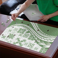 Green Hawaiian Quilt Pattern Puzzle Mixed Polynesian Tribal Arty - Polynesian Pride