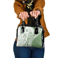 Green Hawaiian Quilt Pattern Shoulder Handbag Mixed Polynesian Tribal Arty LT9 One Size Green - Polynesian Pride