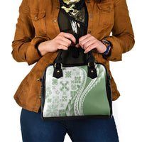 Green Hawaiian Quilt Pattern Shoulder Handbag Mixed Polynesian Tribal Arty LT9 - Polynesian Pride