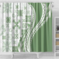 Green Hawaiian Quilt Pattern Shower Curtain Mixed Polynesian Tribal Arty