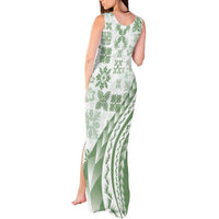 Green Hawaiian Quilt Pattern Tank Maxi Dress Mixed Polynesian Tribal Arty LT9 - Polynesian Pride