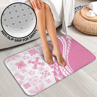 Pink Hawaiian Quilt Pattern Bathroom Set Mixed Polynesian Tribal Arty - Polynesian Pride