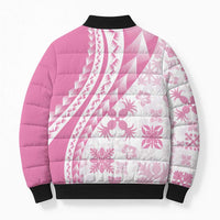 Pink Hawaiian Quilt Pattern Bomber Puffer Jacket Mixed Polynesian Tribal Arty - Polynesian Pride