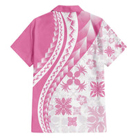 Pink Hawaiian Quilt Pattern Family Matching Summer Maxi Dress and Hawaiian Shirt Mixed Polynesian Tribal Arty LT9 - Polynesian Pride