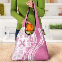 Pink Hawaiian Quilt Pattern Grocery Bag Mixed Polynesian Tribal Arty LT9 - Polynesian Pride