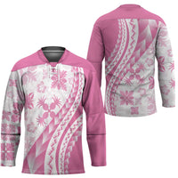 Pink Hawaiian Quilt Pattern Hockey Jersey Mixed Polynesian Tribal Arty LT9 - Polynesian Pride