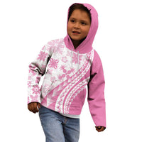 Pink Hawaiian Quilt Pattern Kid Hoodie Mixed Polynesian Tribal Arty