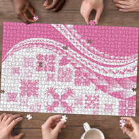 Pink Hawaiian Quilt Pattern Puzzle Mixed Polynesian Tribal Arty - Polynesian Pride