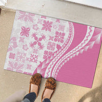 Pink Hawaiian Quilt Pattern Rubber Doormat Mixed Polynesian Tribal Arty LT9 - Polynesian Pride