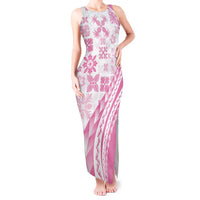 Pink Hawaiian Quilt Pattern Tank Maxi Dress Mixed Polynesian Tribal Arty LT9 Women Pink - Polynesian Pride