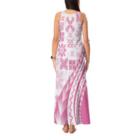 Pink Hawaiian Quilt Pattern Tank Maxi Dress Mixed Polynesian Tribal Arty LT9 - Polynesian Pride