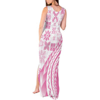 Pink Hawaiian Quilt Pattern Tank Maxi Dress Mixed Polynesian Tribal Arty LT9 - Polynesian Pride