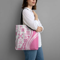 Pink Hawaiian Quilt Pattern Tote Bag Mixed Polynesian Tribal Arty - Polynesian Pride