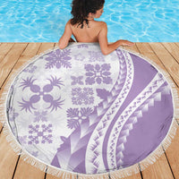 Purple Hawaiian Quilt Pattern Beach Blanket Mixed Polynesian Tribal Arty