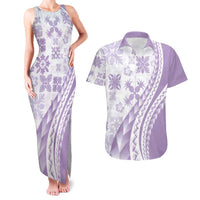 Purple Hawaiian Quilt Pattern Couples Matching Tank Maxi Dress and Hawaiian Shirt Mixed Polynesian Tribal Arty LT9 Purple - Polynesian Pride
