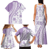 Purple Hawaiian Quilt Pattern Family Matching Tank Maxi Dress and Hawaiian Shirt Mixed Polynesian Tribal Arty LT9 - Polynesian Pride