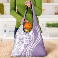 Purple Hawaiian Quilt Pattern Grocery Bag Mixed Polynesian Tribal Arty LT9 - Polynesian Pride